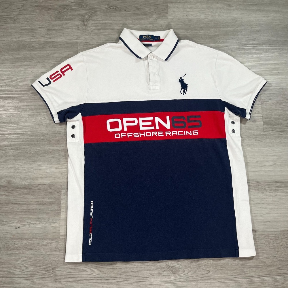 Polo Ralph Lauren Polo Shirt Mens Large Open 65 Offshore Racing USA Big Pony P15